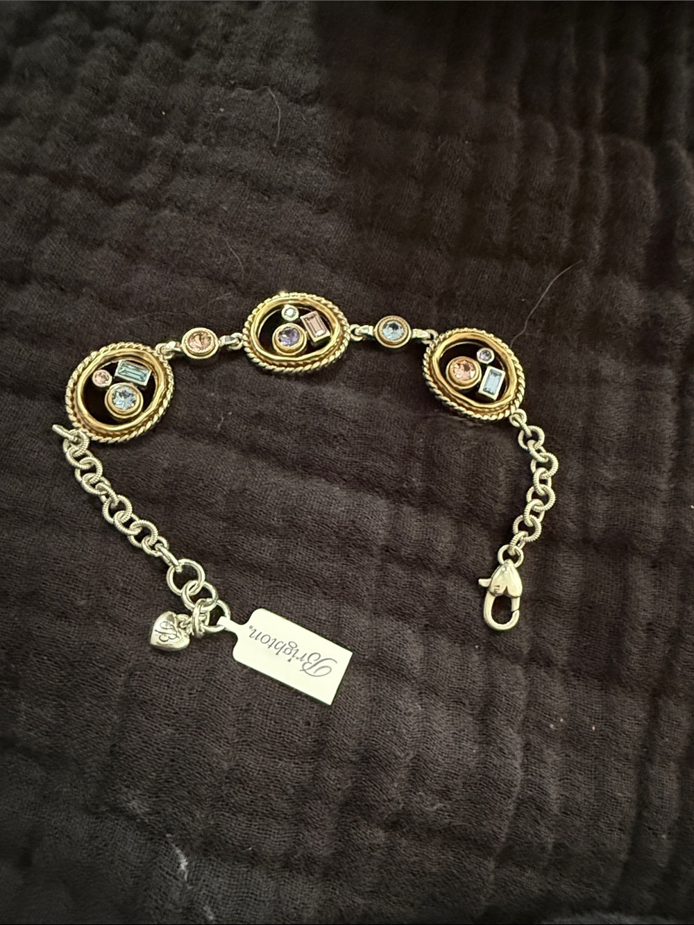 Brighton Halo Gem Bracelet Two Tone Pastel Crystal - Picture 2 of 2